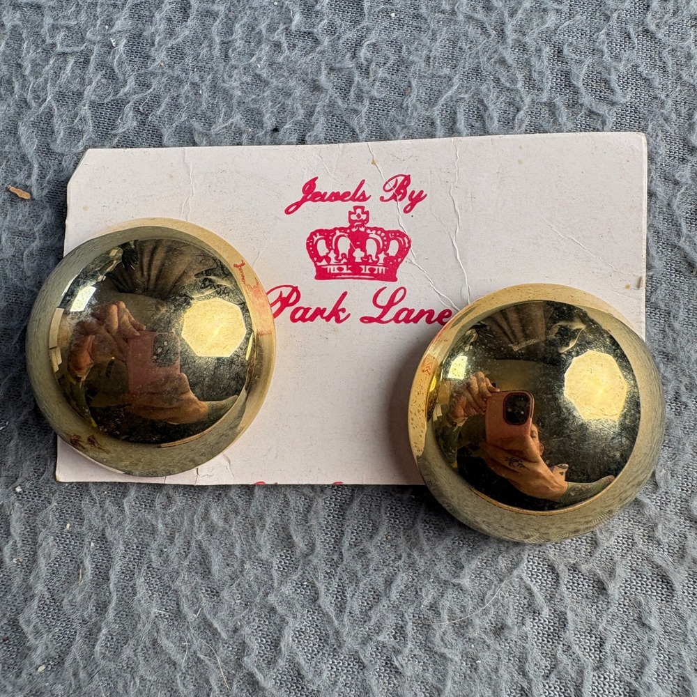 Jewels By Park Lane Vintage Gold Tone Domed Button Clip On Earrings Statement